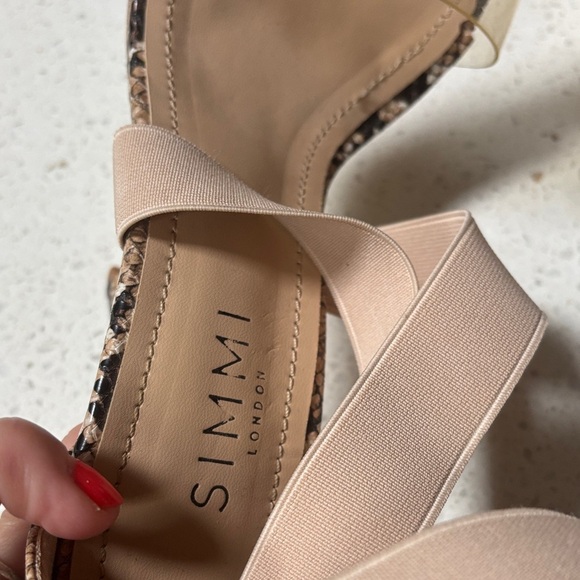 SIMMI MADELINE BEIGE SNAKE CLEAR STRAPPY STILETTO HEELS  S4 - Picture 15 of 15